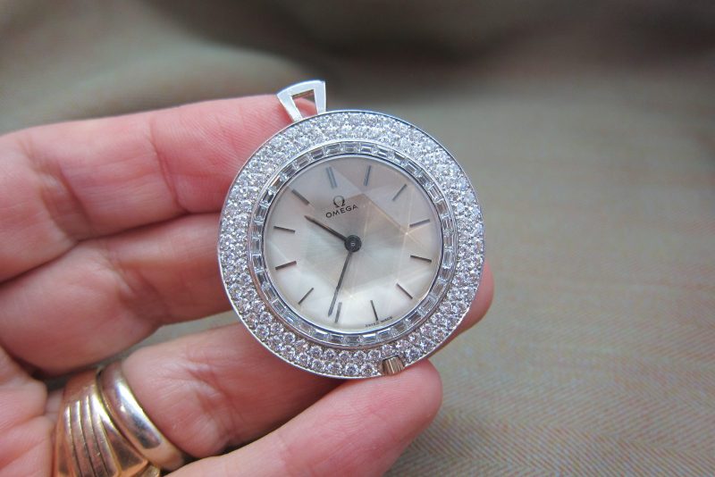 Omega Vintage Platinum Diamond  Bezel Star of David Pocket Watch