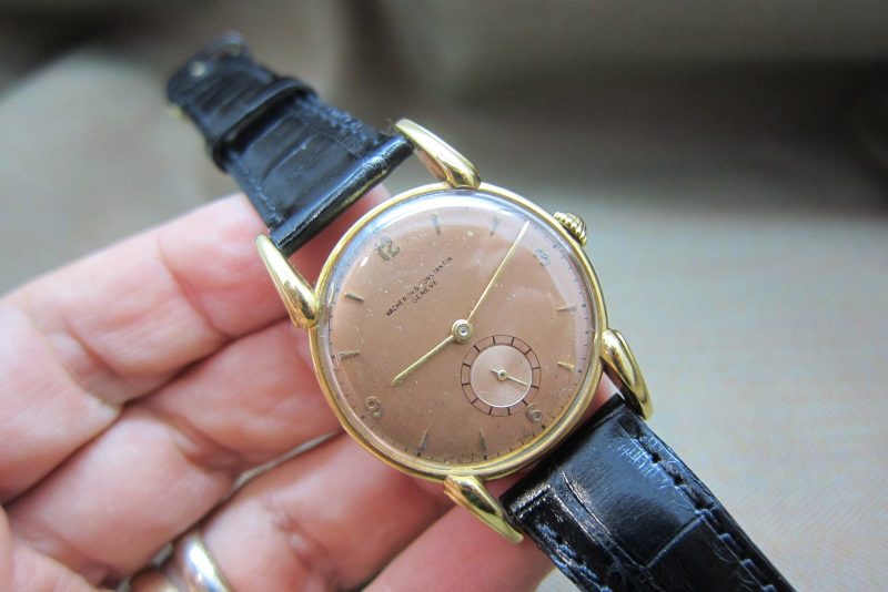Vacheron Constantin Vintage 18k Rose Gold Elongated Lugs  Salmon Dial
