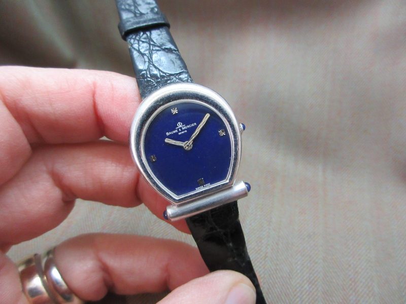 Baume & Mercier Vintage Horse Bit 18k White Gold Lapis Dial  38306