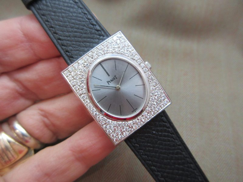 Piaget Vintage Double Shape Case Diamond Set Bezel 18k White Gold