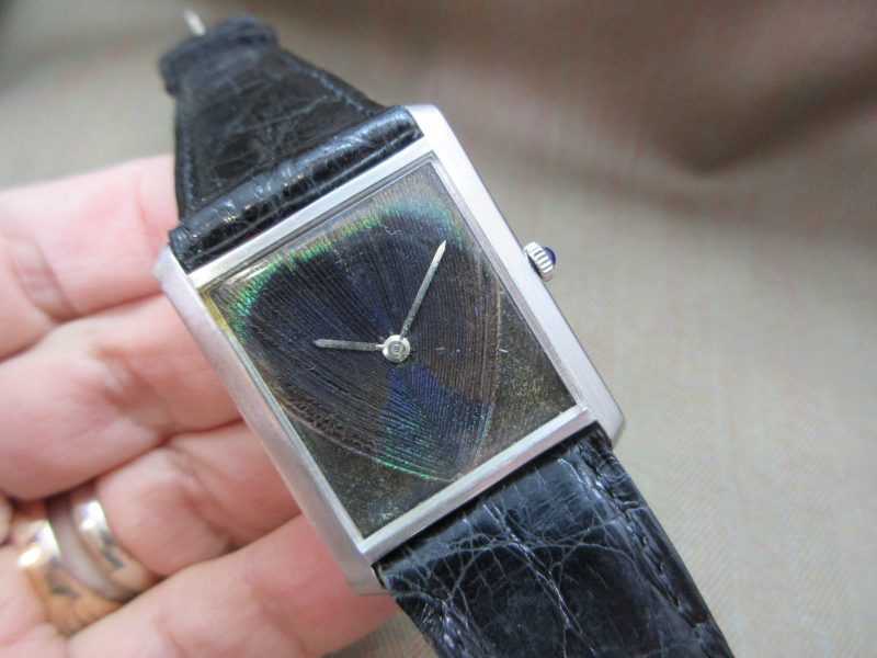 Corum Vintage Peacock Feather Dial Jumbo 18k White Gold