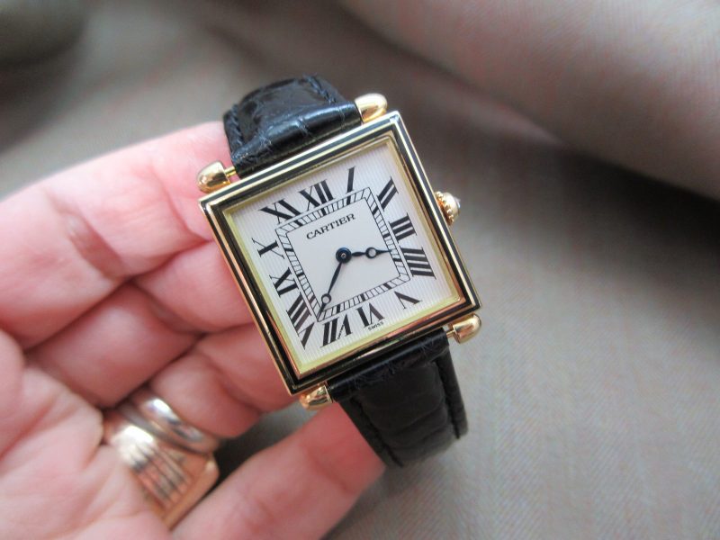 Cartier Vintage Tank Obus Black Enamel Case 18k Quartz 1630