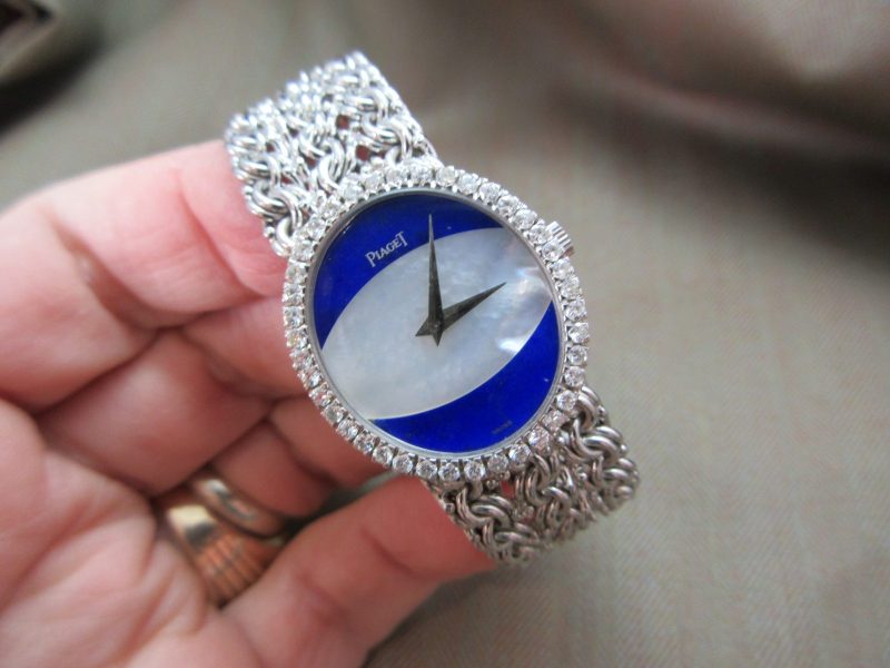 Piaget Vintage 18k White Gold Lapis & Mother of Pearl Dial 9828