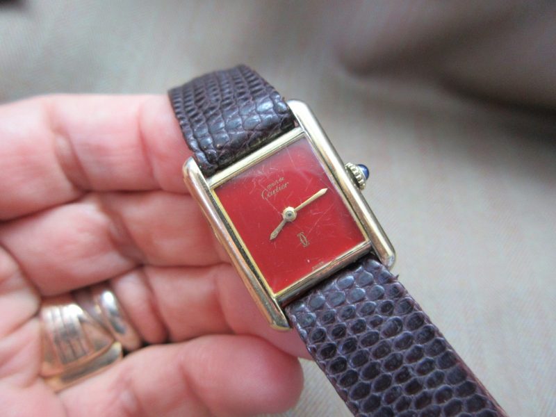 Cartier Vintage Tank Must Plaque Burgundy Junior Size