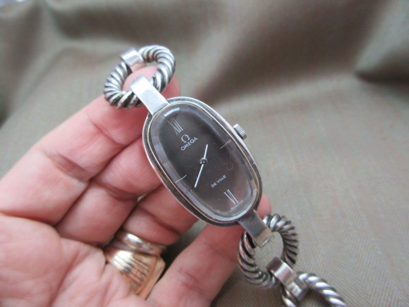 Omega Vintage Silver Oval Grima-Style Design Large Size