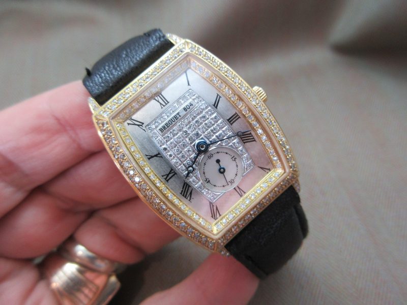 Breguet Vintage 18k Diamond Bezel Diamond Dial Large Size 3760