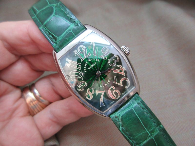Franck Muller  Vintage 2852 18k White Gold Automatic Emerald Green Sunset Dial
