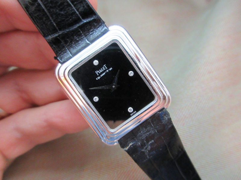 Piaget Vintage 18k White Gold Mini Warhol Onyx & Diamond Dial 74101