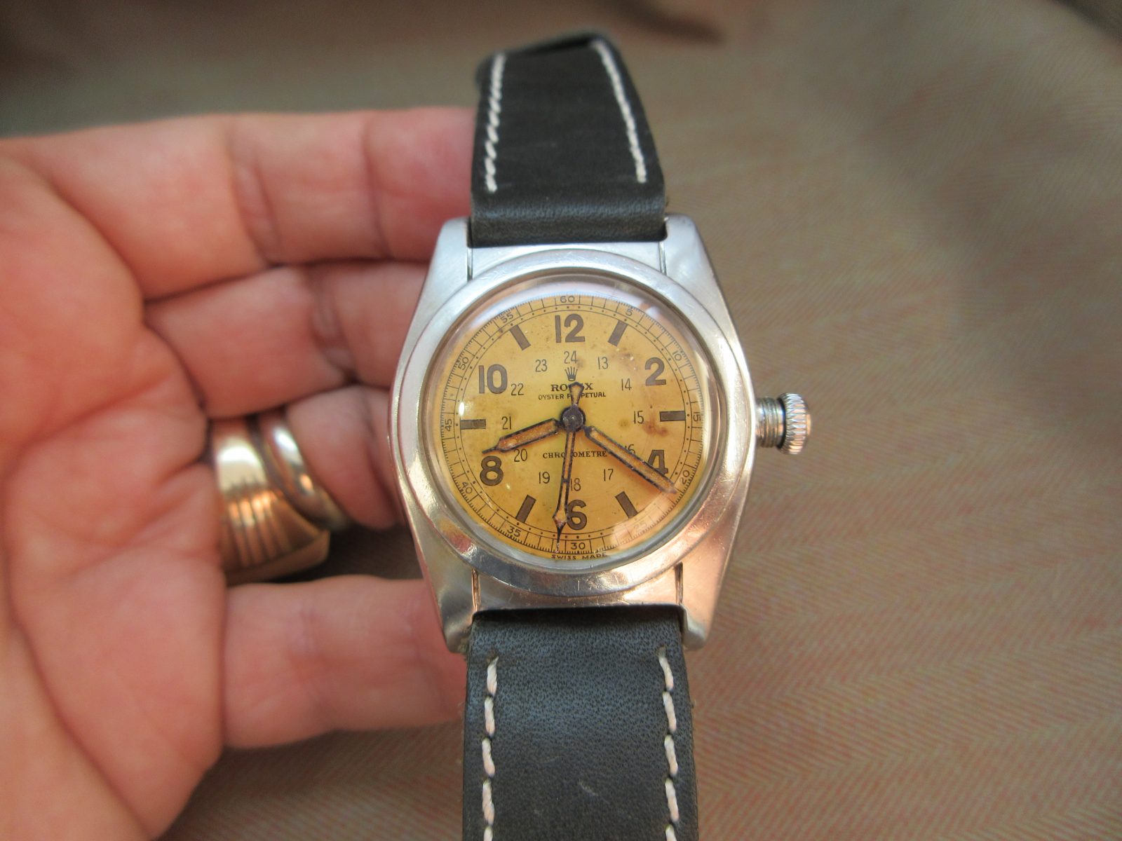 Rolex Vintage Steel Bubbleback 2940 Rare Salmon 24-Hour Dial - Image 11