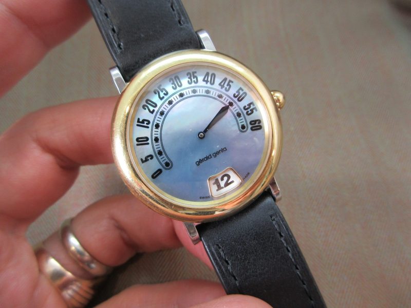 Gérald Genta 18K Gold & Steel Jump Hour Ref. G.3634 Mother-of-Pearl Dial