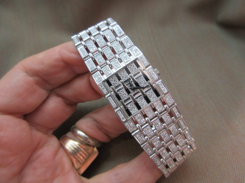 Piaget Vintage 18K White Gold Men's Dancer 80131 Factory Pavé Diamond Watch