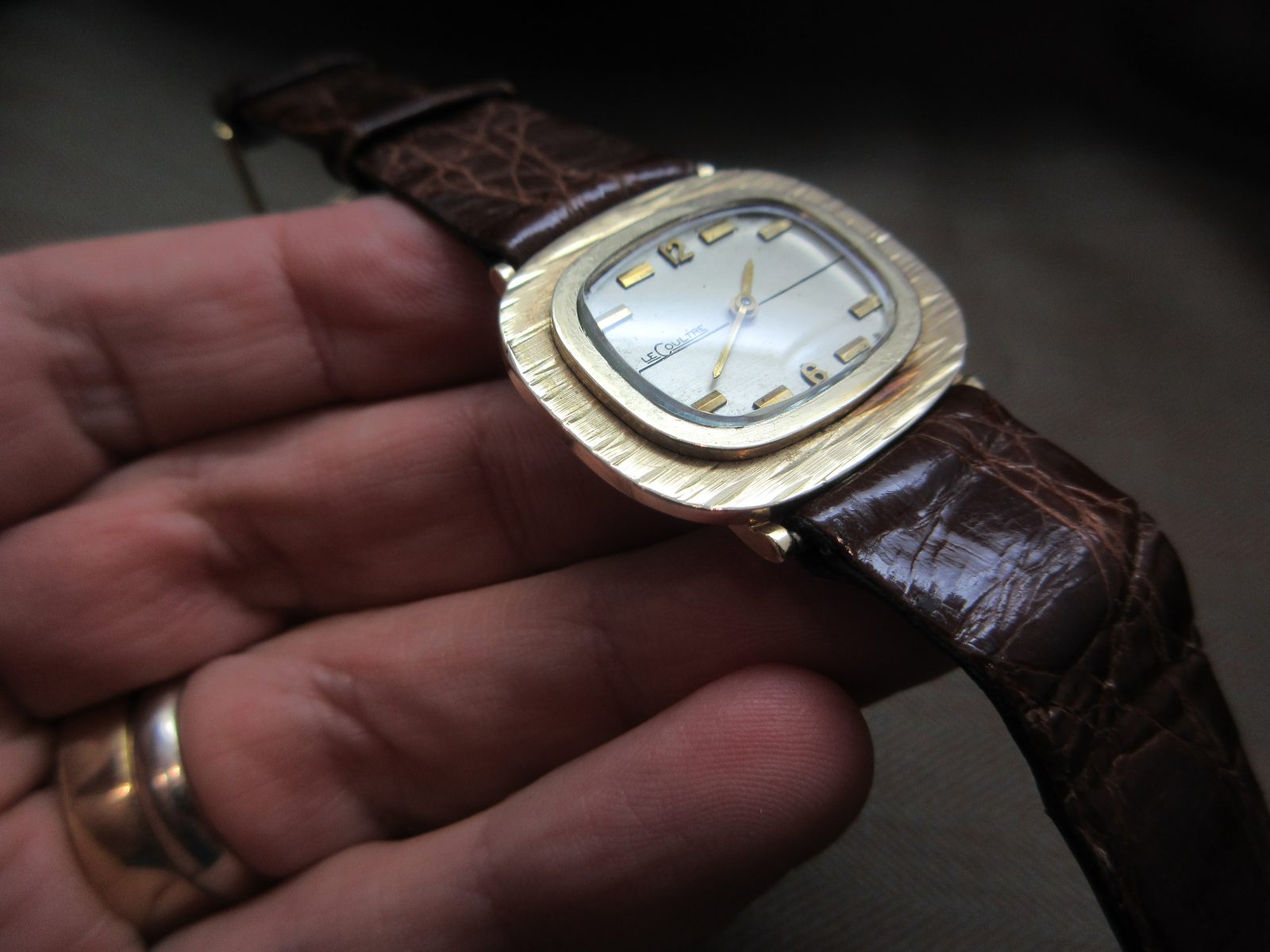 Lecoultre Vintage 14k Cushion Case Unusual Dial - Image 3