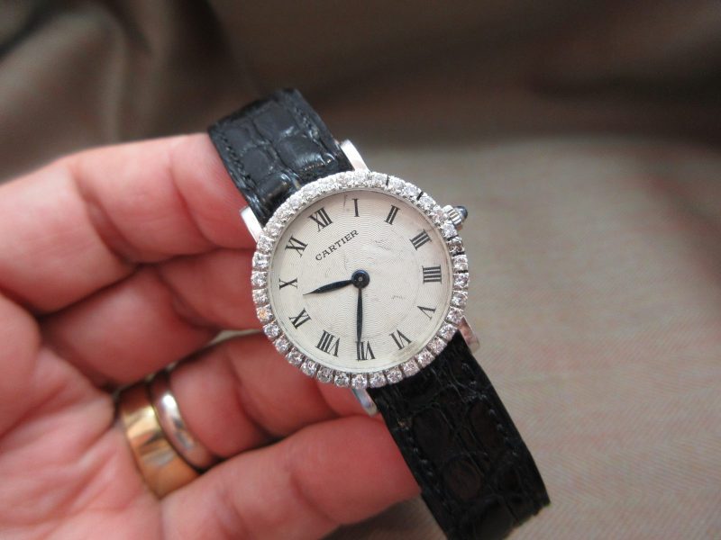 Cartier Vintage Ronde Made by Piaget 18k White Gold Diamond Bezel 9159