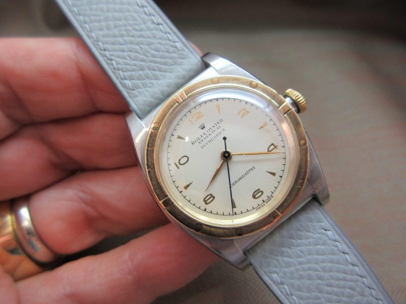 Rolex Vintage Two-Tone Bubbleback with Double-Signed Bucherer Dial, 1940s