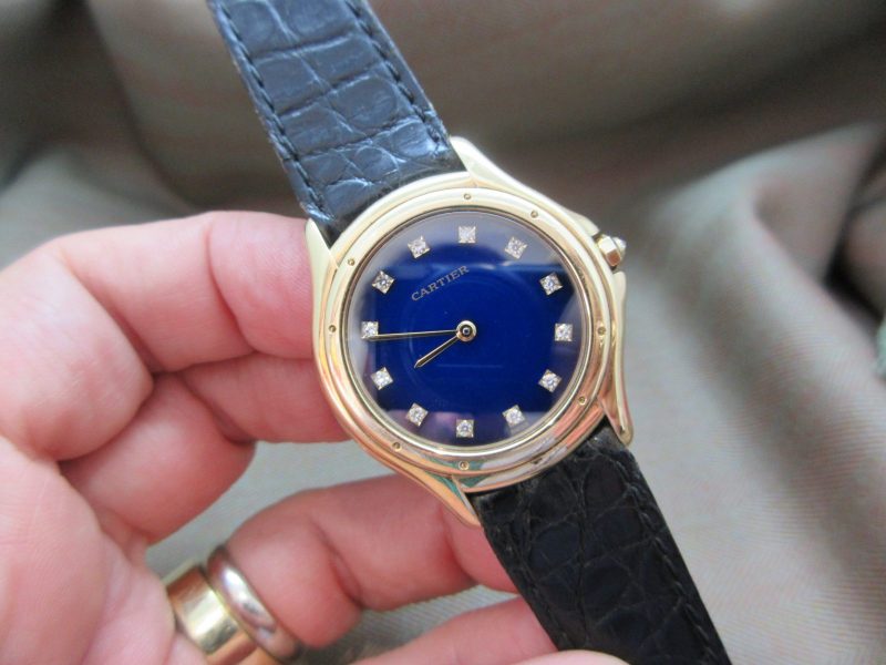 Cartier Vintage 90's Cougar 887905 Blue  Vignette Diamond Dial