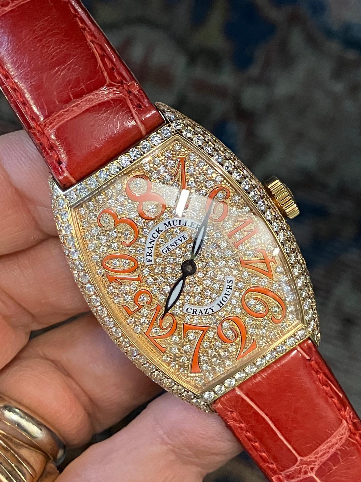 Franck Muller Crazy Hours full Pave Diamond NOS Condition Full set - Image 2
