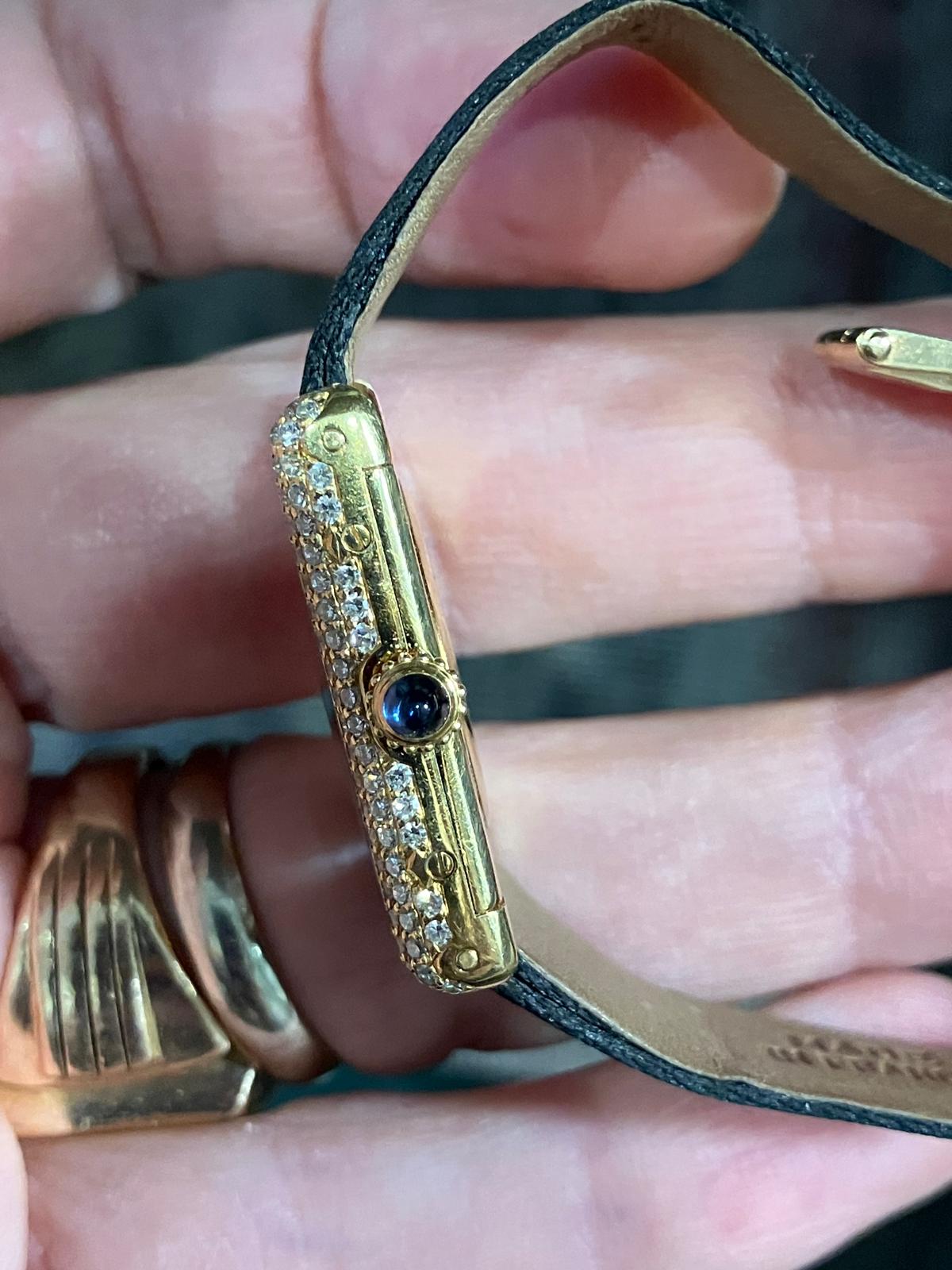 Cartier Vintage Tank Louis Cartier 1970s 18k Pave Diamond & Sapphire - Image 5