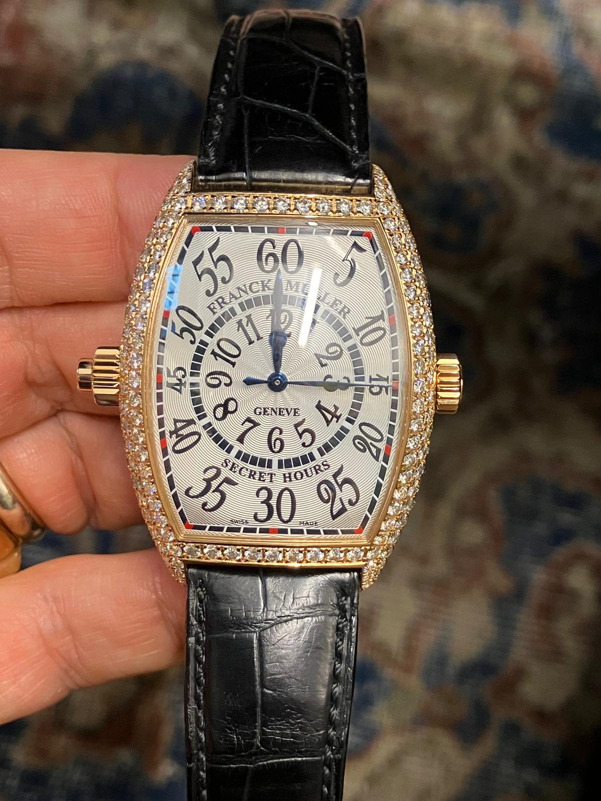 Franck Muller Rare 7880 18k Rose Gold “Secret Hours” Factory Diamond-Set Watch with Box & Papers - Image 3