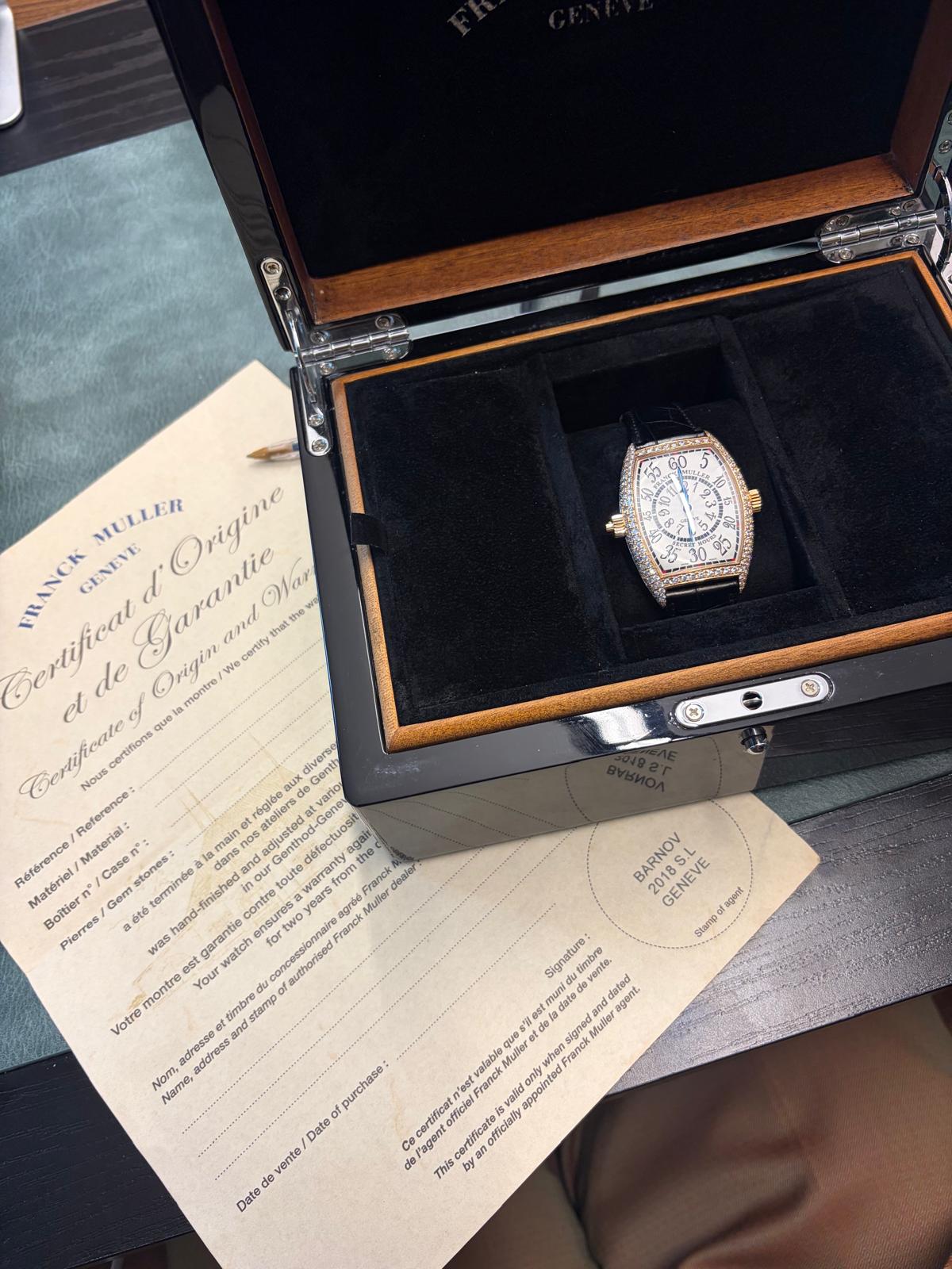 Franck Muller Rare 7880 18k Rose Gold “Secret Hours” Factory Diamond-Set Watch with Box & Papers - Image 7