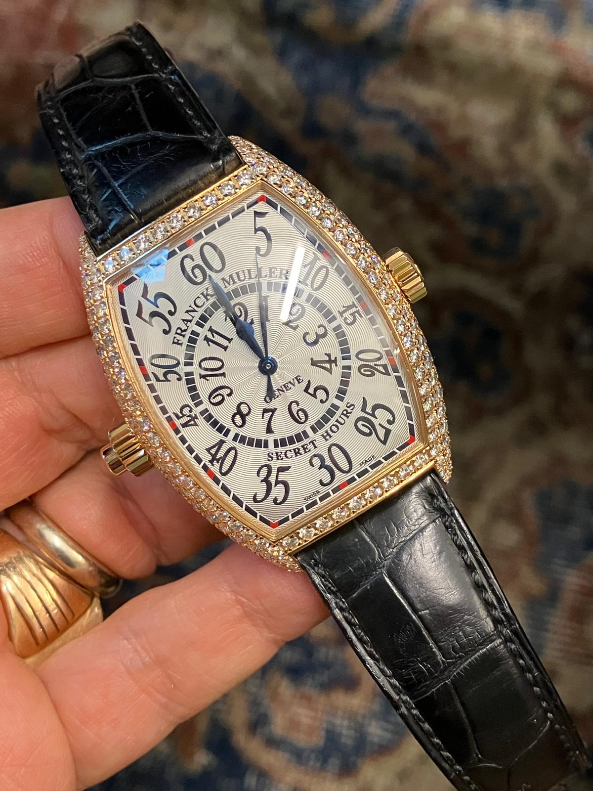 Franck Muller Rare 7880 18k Rose Gold “Secret Hours” Factory Diamond-Set Watch with Box & Papers - Image 2