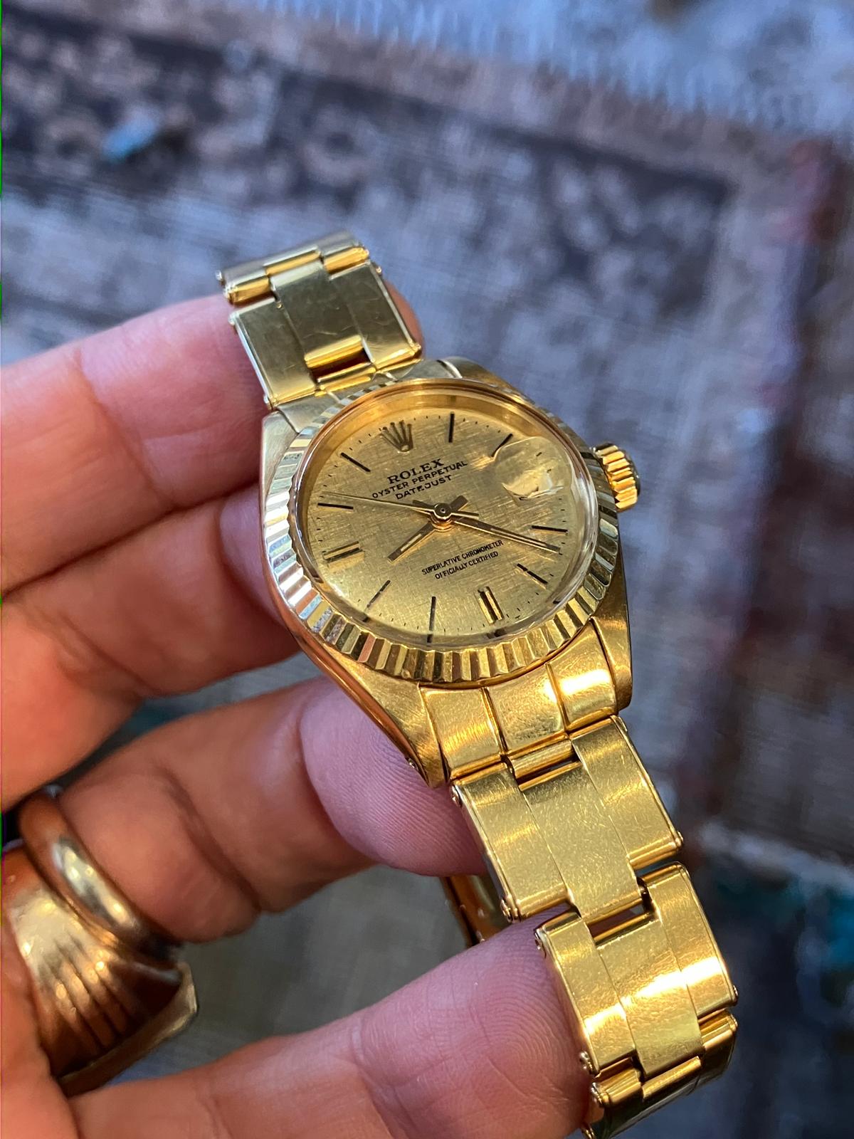 Vintage Rolex Ladies 18k President with Rare Original Rivet Bracelet, Original Invoice & Tag - Image 4