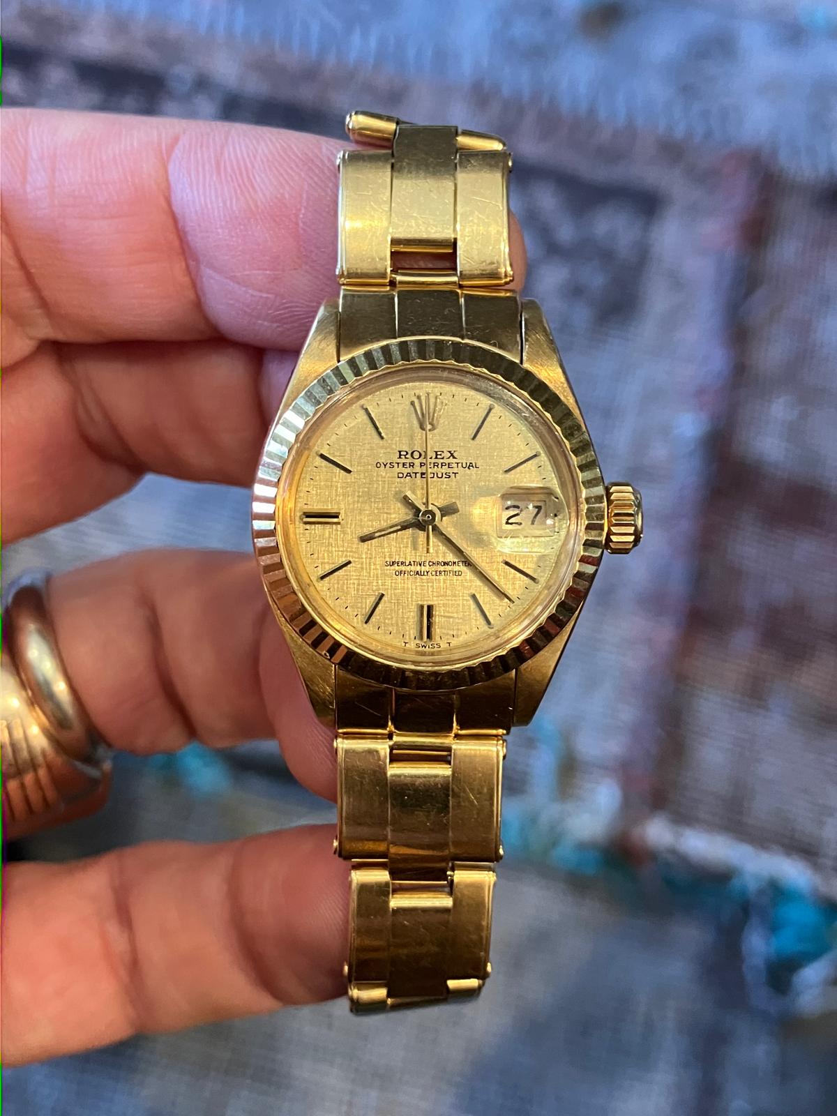 Vintage Rolex Ladies 18k President with Rare Original Rivet Bracelet, Original Invoice & Tag - Image 3