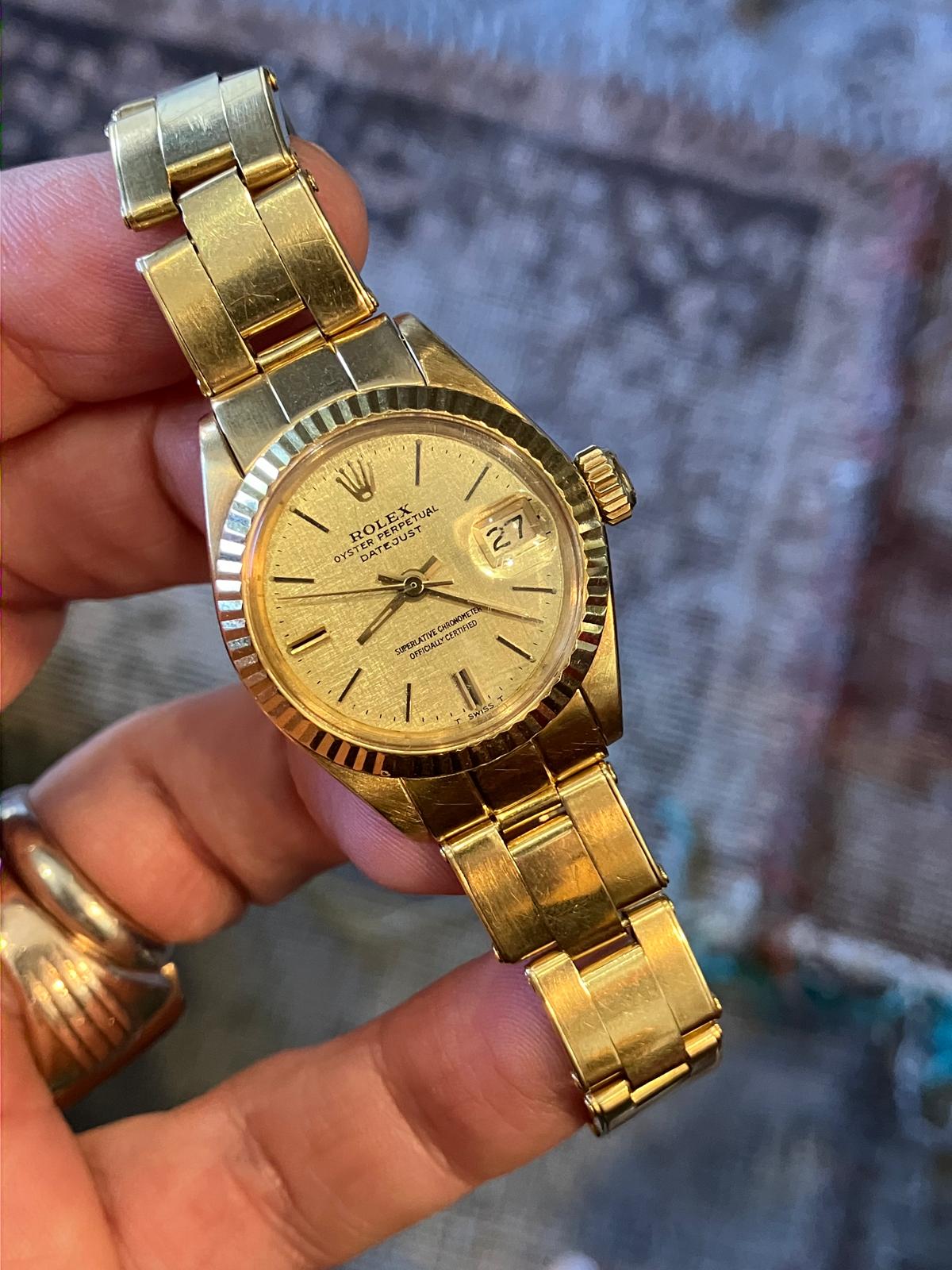 Vintage Rolex Ladies 18k President with Rare Original Rivet Bracelet, Original Invoice & Tag - Image 2