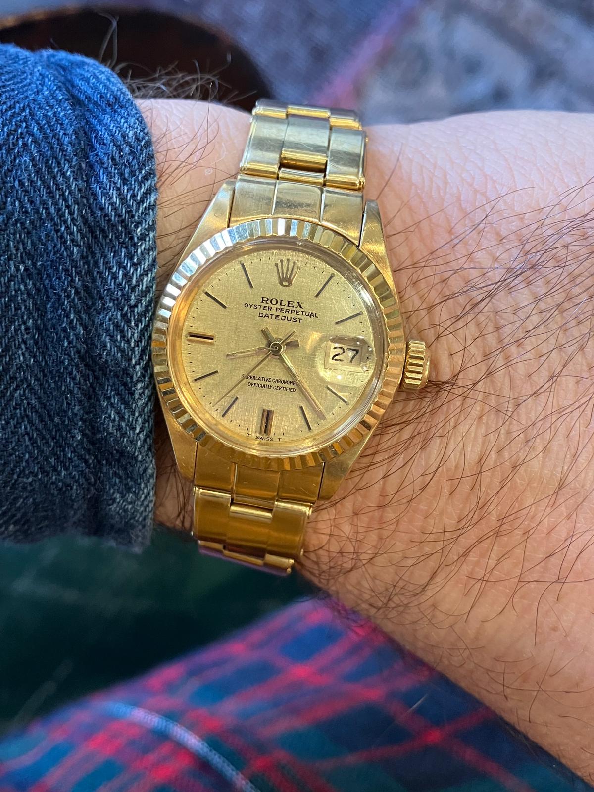 Vintage Rolex Ladies 18k President with Rare Original Rivet Bracelet, Original Invoice & Tag - Image 5