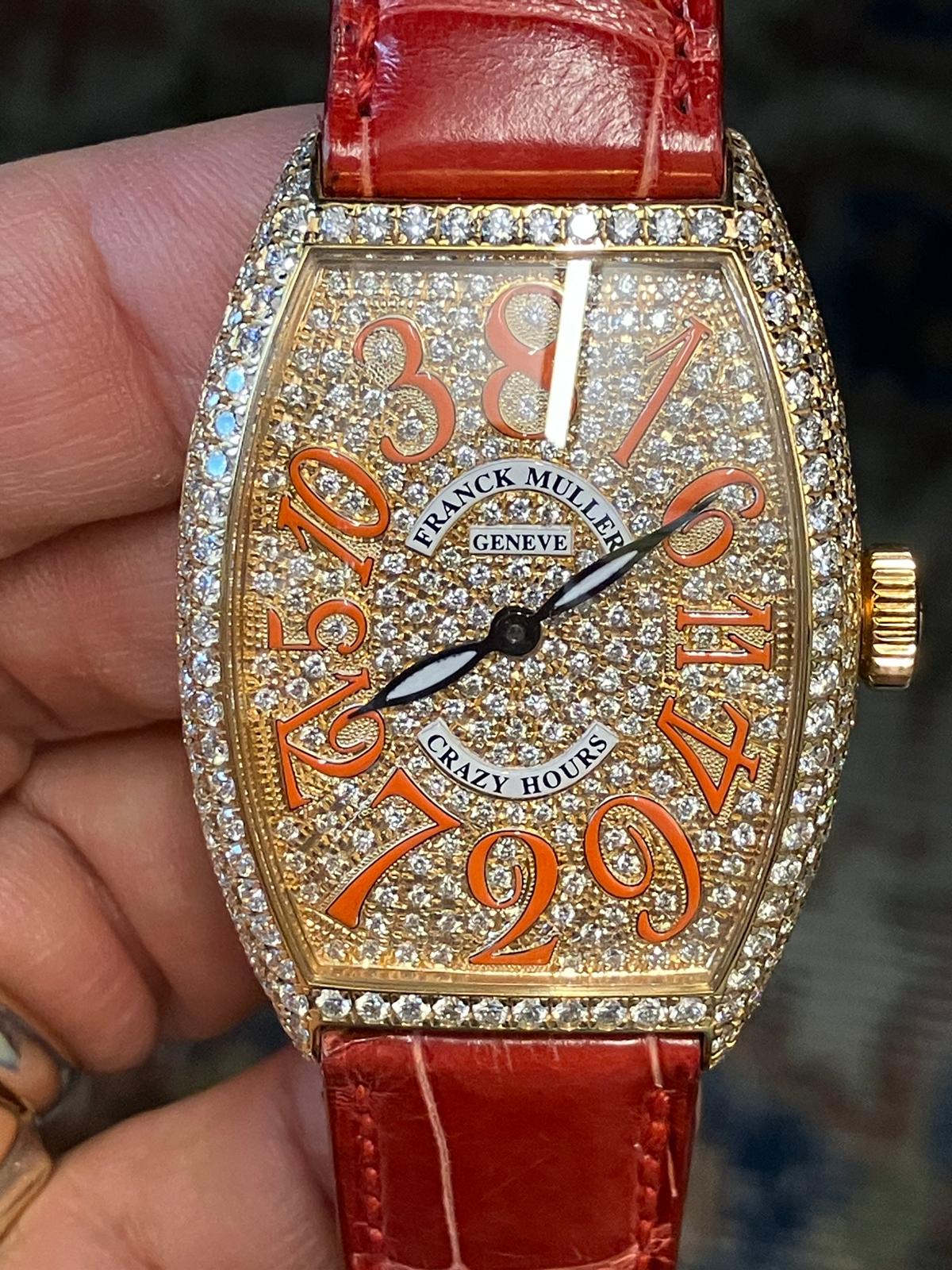 Franck Muller Crazy Hours full Pave Diamond NOS Condition Full set - Image 3