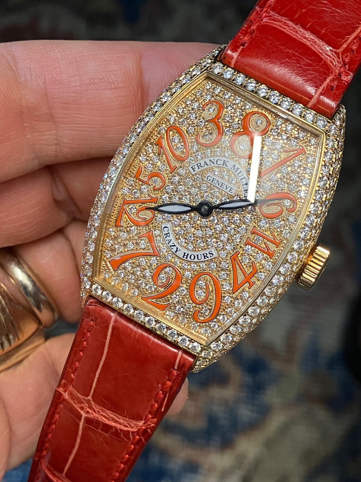 Franck Muller Crazy Hours full Pave Diamond NOS Condition Full set - Image 4