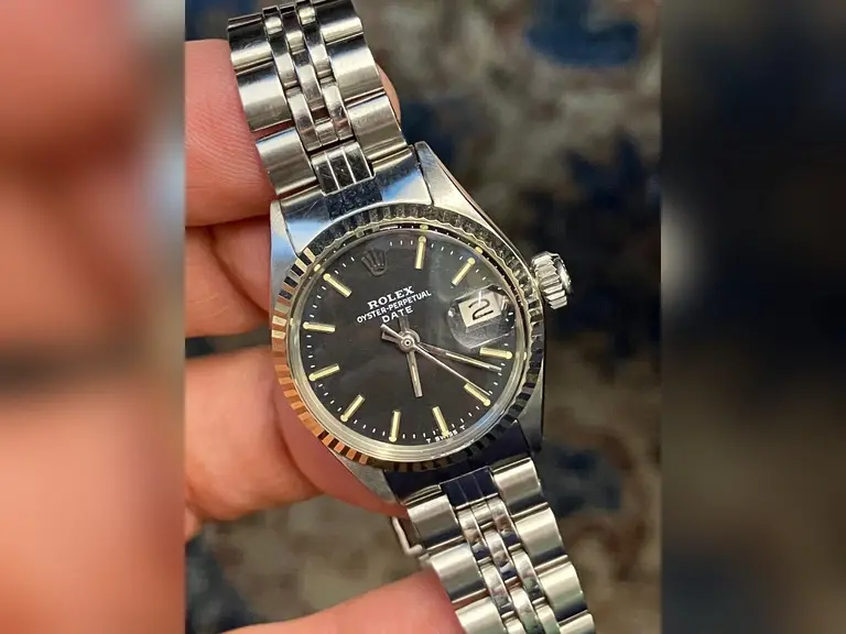 Rolex vintage Steel Ladies Date Black Matte Dial Mint Condition