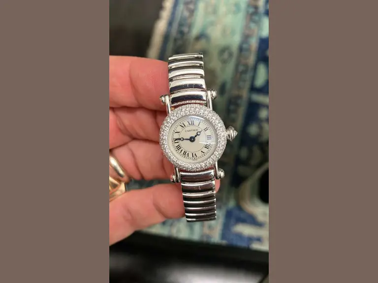 Cartier Vintage Diabolo 18k White Gold Diamond  Bezel 1472