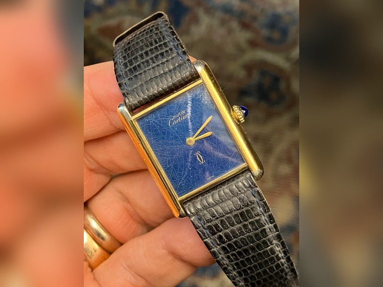 Cartier Vintage Tank Must Blue Dial  Gold Plated