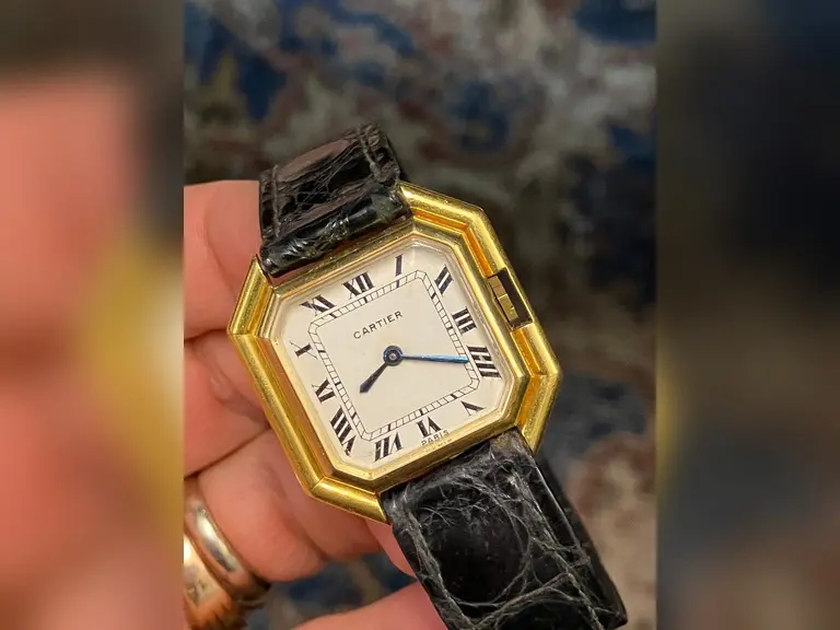 Cartier vintage Ceinture automatic jumbo MK1 18k gold with original strap and 18k buckle